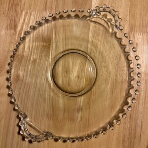 Vintage Imperial Glass 2 Handle Candlewick Beaded Glass Serving Plate
